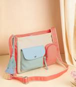 Anekaant Hue Cream & Pastel Multi Cotton Canvas Colourblocked Sling Bag
