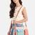 hue cream & pastel multi cotton canvas colourblocked sling bag