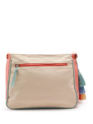 Anekaant Hue Cream & Pastel Multi Cotton Canvas Colourblocked Sling Bag 5