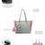 hue sage green & pastel multi cotton canvas colourblocked tote bag