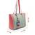 hue sage green & pastel multi cotton canvas colourblocked tote bag