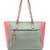 hue sage green & pastel multi cotton canvas colourblocked tote bag