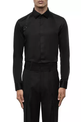 Black plain cotton shirt