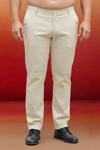 men's cream cotton lycra pant style pyjama - modern festive wear