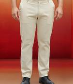 cream cotton lycra pant style pyjama - modern festive wear