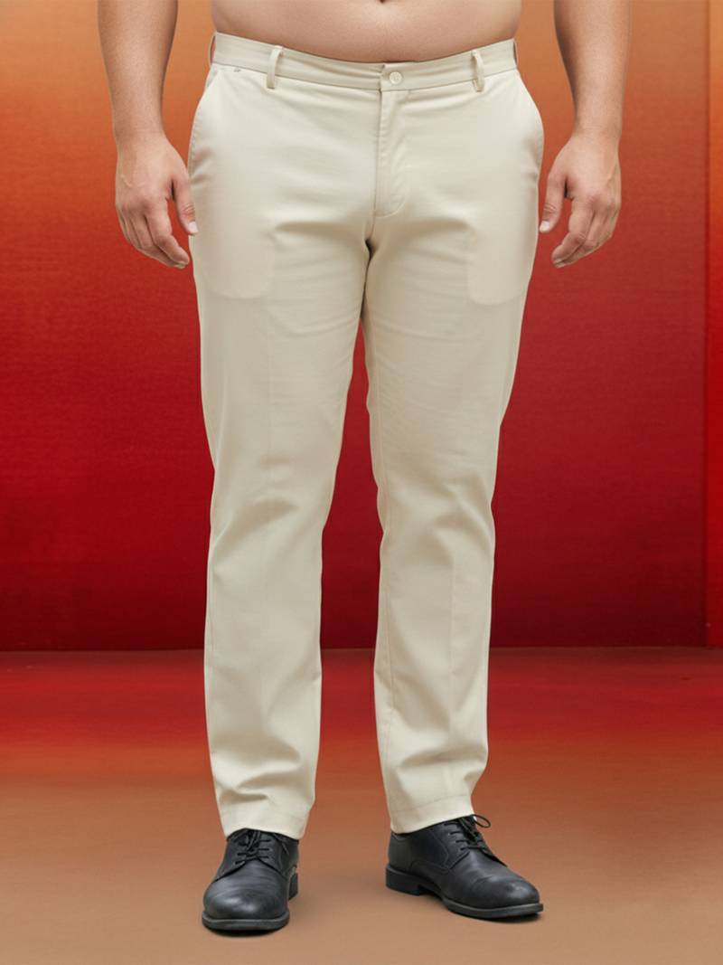 men's cream cotton lycra pant style pyjama - modern festive wear