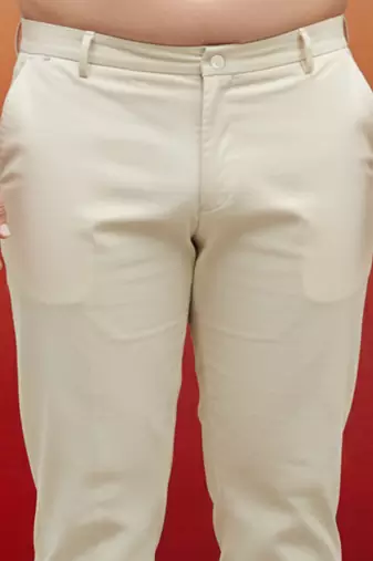 cream cotton lycra pant style pyjama - modern festive wear