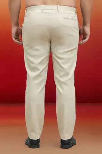 cream cotton lycra pant style pyjama - modern festive wear