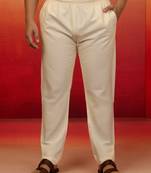 cream cotton lycra pyjama - wedding festive bottom wear