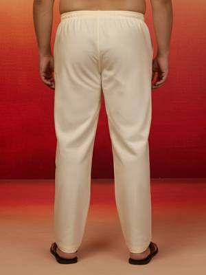 cream cotton lycra pyjama - wedding festive bottom wear 3