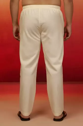cream cotton lycra pyjama - wedding festive bottom wear