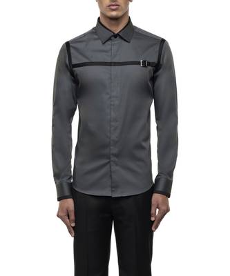 Grey plain cotton shirt 5