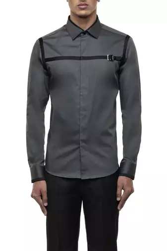 Grey plain cotton shirt