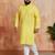 men's yellow printed kurta with cream pyjama - casual festive set