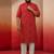 men's red bandhani print kurta with cream pyjama - festive ethnic set
