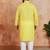 men's yellow printed kurta with cream pyjama - casual festive set