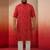 men's red bandhani print kurta with cream pyjama - festive ethnic set