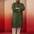 men's green bandhani kurta with cream pyjama - festive casual set