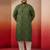 men's green bandhani kurta with cream pyjama - festive casual set
