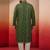 men's green bandhani kurta with cream pyjama - festive casual set