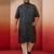 men's blue bandhani print kurta with cream pyjama - traditional ethnic set