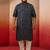 men's blue bandhani print kurta with cream pyjama - traditional ethnic set