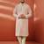 men's peach sequin embroidered kurta with cream pant - wedding set