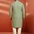 men's pista green sequin kurta with cream trousers - embroidered festive set