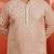 men's peach sequin embroidered kurta with cream pant - wedding set