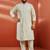 men's off white sequin embroidered kurta with cream pant - festive set