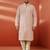 men's peach sequin embroidered kurta with cream pant - wedding set