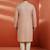 men's peach sequin embroidered kurta with cream pant - wedding set