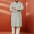 men's grey sequin kurta with cream trousers - embroidered festive set