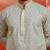 men's grey sequin kurta with cream trousers - embroidered festive set