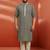 men's black sequin kurta with cream trousers - embroidered festive set