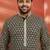 men's black sequin kurta with cream trousers - embroidered festive set