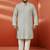 men's grey sequin kurta with cream trousers - embroidered festive set
