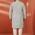 men's grey sequin kurta with cream trousers - embroidered festive set