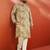 men's beige printed kurta with cream pyjama - floral festive set