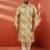 men's beige printed kurta with cream pyjama - floral festive set