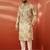 men's beige printed kurta with cream pyjama - floral festive set