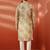 men's beige printed kurta with cream pyjama - floral festive set
