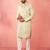 men's light green silk blend kurta with cream pyjama - festive embroidered set