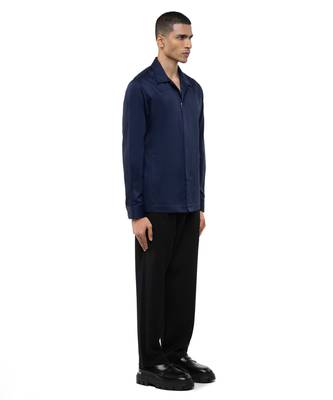 Blue plain cotton stretch shirt 3