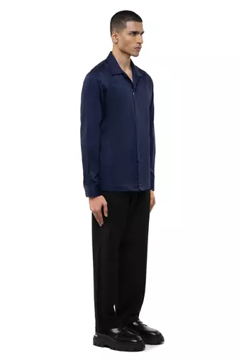 Blue plain cotton stretch shirt