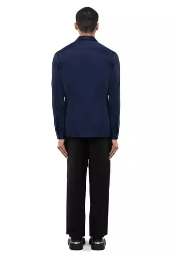 Blue plain cotton stretch shirt