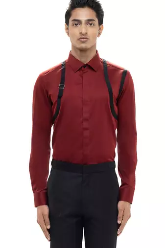 Maroon plain cotton shirt