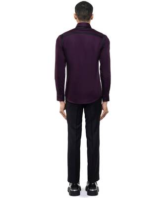 Purple plain cotton shirt 4
