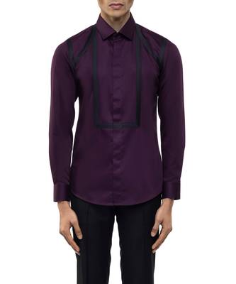Purple plain cotton shirt 5