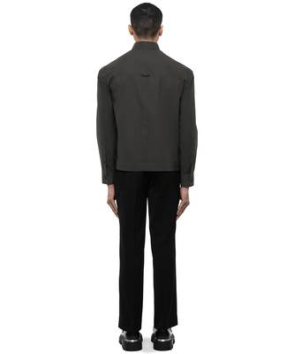 Grey plain cotton stretch shirt 4